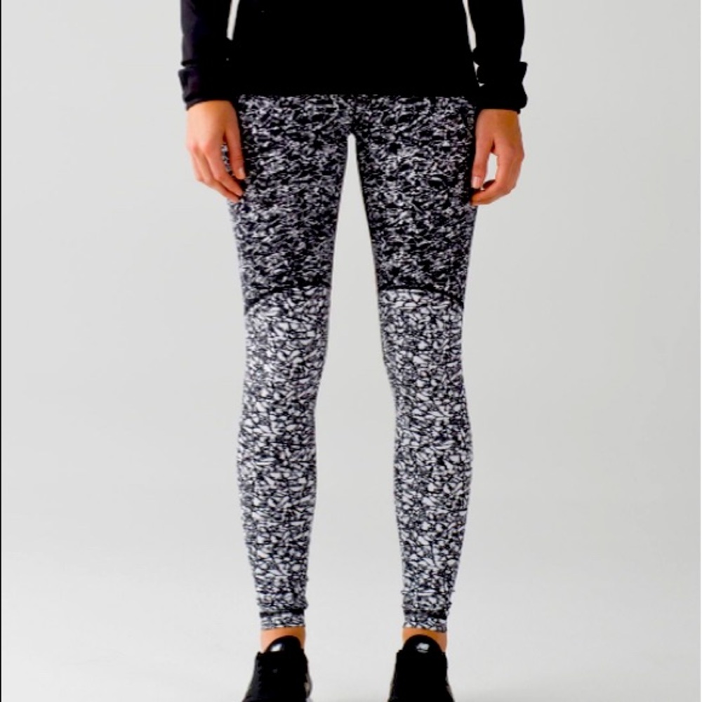 Lululemon Wunder Under Hi-Rise Ice Breaker White Black/Iced Wave White Black S4